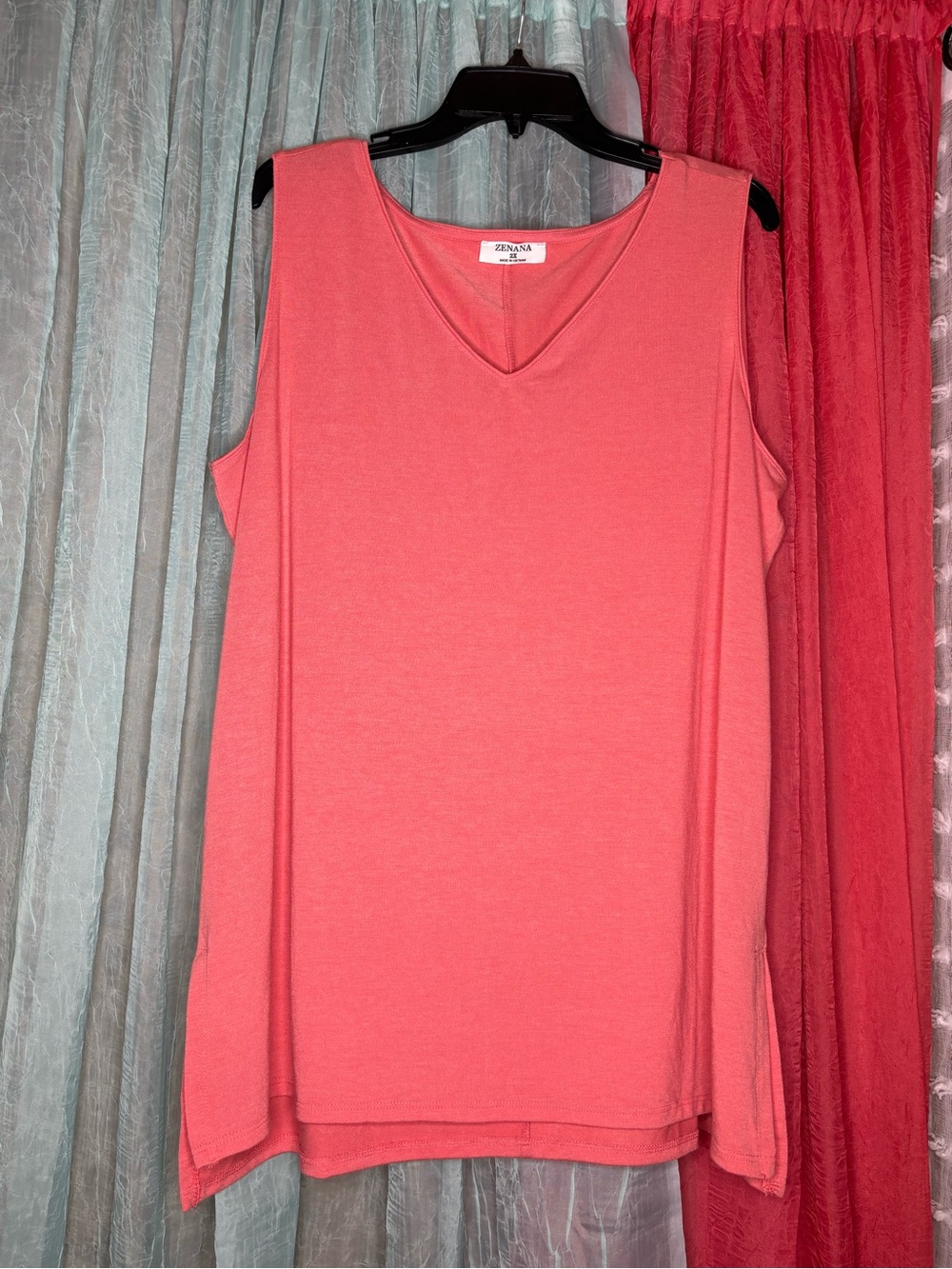 Zenana Outfitters Coral Sleeveless V-Neck Tank Top